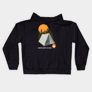 Camping Under the Moon - Camping Quote Kids Hoodie